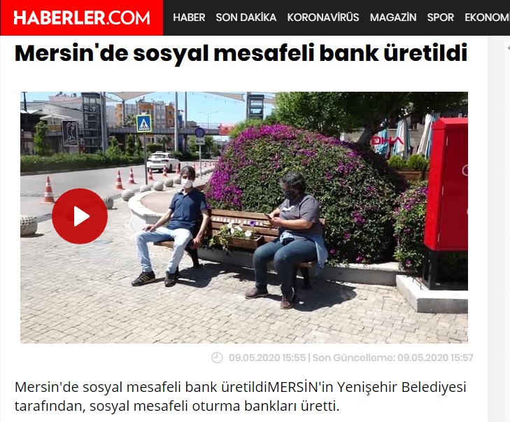 Yenişehir Belediyesinden sosyal mesafeli banklar