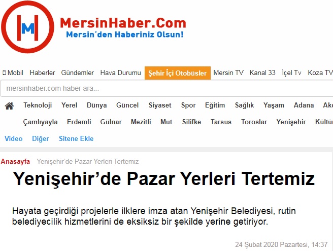 Yenişehir’de Pazar Yerleri Tertemiz