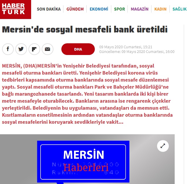 Yenişehir Belediyesinden sosyal mesafeli banklar
