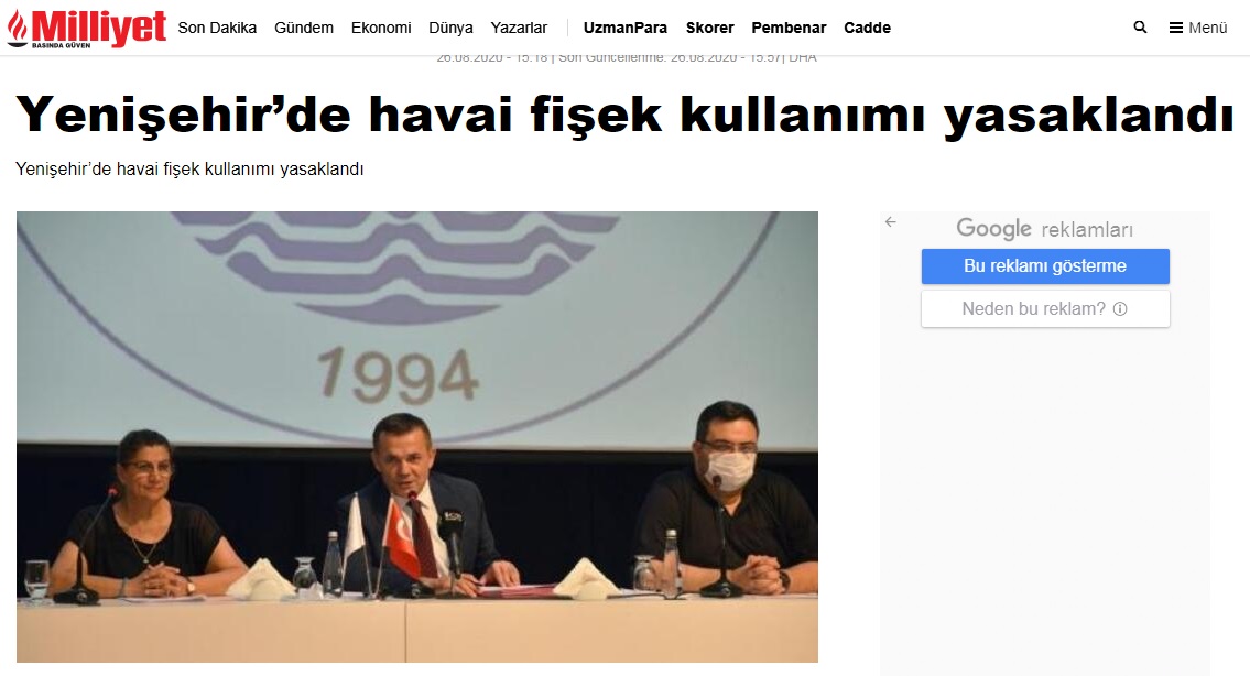 Yenişehir’de havai fişek kullanımı yasaklandı