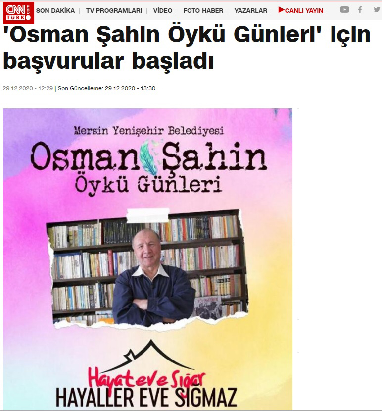 Osman Şahin Öykü Günleri başvuruları başladı
