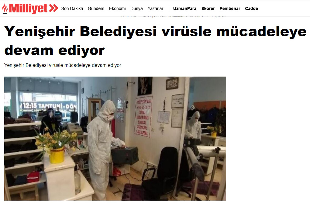 Yenişehir Belediyesi virüsle mücadeleye devam ediyor
