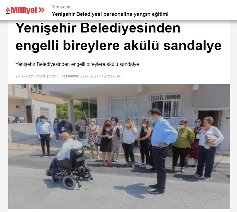 Yenişehir Belediyesinden engelli bireylere akülü sandalye