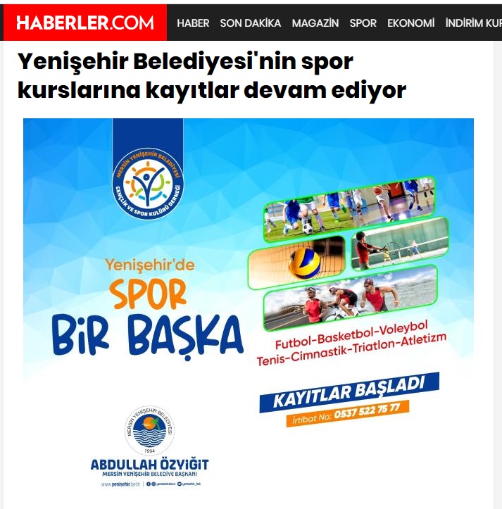 Yenişehir Belediyesi spor kurslarına kayıtlar devam ediyor