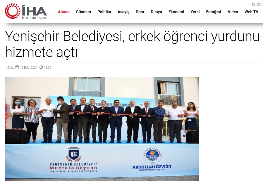 Yenişehir Belediyesi erkek öğrenci yurdunu hizmete açtı