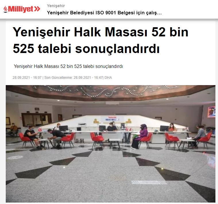 Yenişehir Halk Masası 52 bin 525 talebi sonuçlandırdı