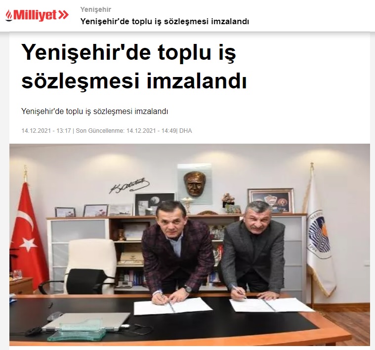 Yenişehir Belediyesi ile Tüm Bel -Sen arasında toplu iş sözleşmesi imzalandı