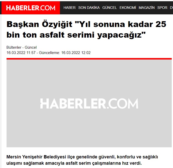 Başkan Özyiğit “Yıl sonuna kadar 25 bin ton asfalt serimi yapacağız”