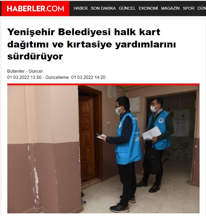 Yenişehir Belediyesi halk kart dağıtımı ve kırtasiye yardımlarını sürdürüyor
