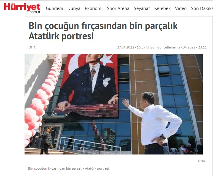 Yenişehir’de 1000 çocuğun fırçasından 1000 parçalık Atatürk portresi
