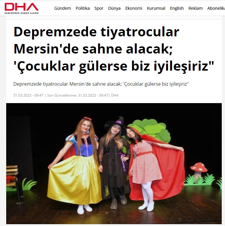 Mersin Yenişehir Belediyesi sahnelerini Hataylı tiyatroculara açtı