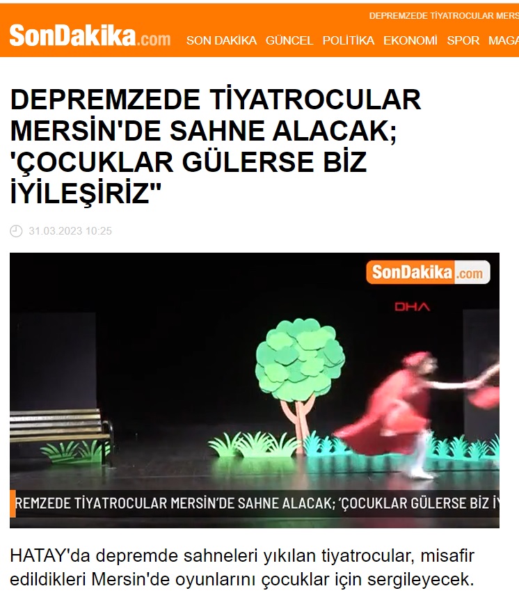 Mersin Yenişehir Belediyesi sahnelerini Hataylı tiyatroculara açtı