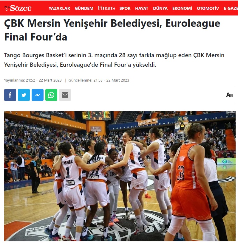 ÇBK Mersin Yenişehir Belediyesi, Euroleague Final Four’da