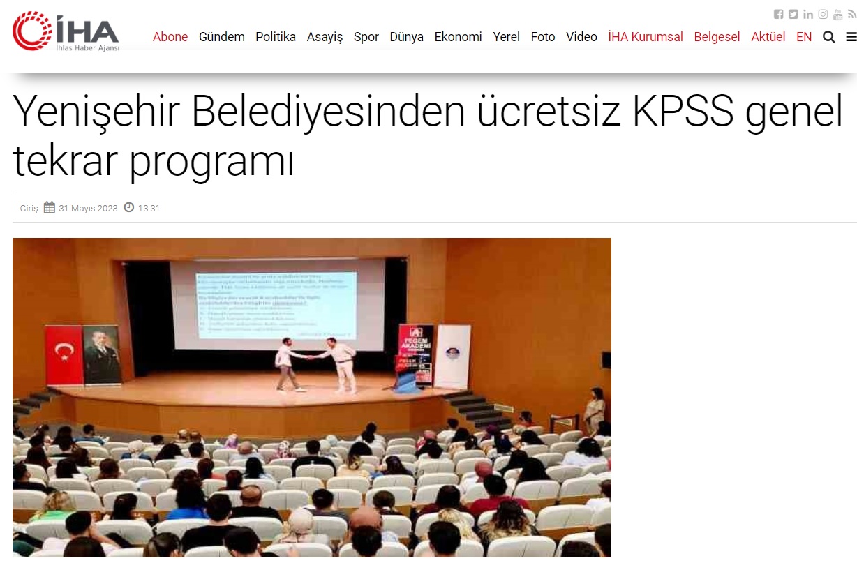 Yenişehir Belediyesinden ücretsiz KPSS genel tekrar programı