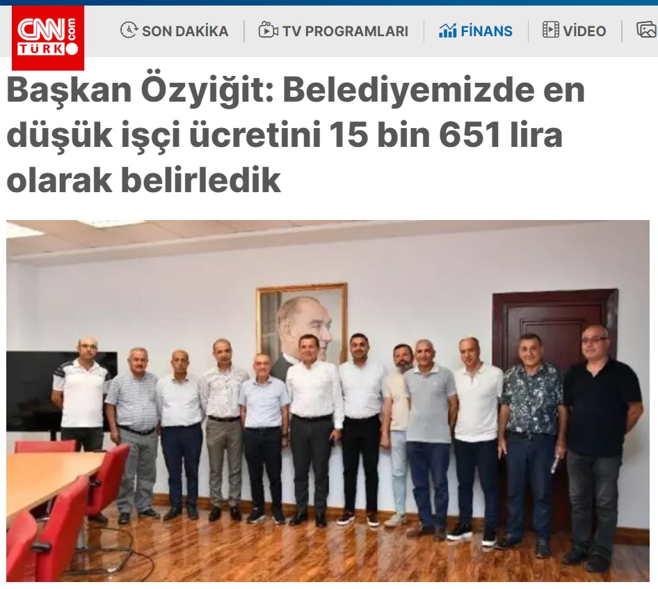 Başkan Özyiğit, “Belediyemizde en düşük işçi ücretini 15.651,77 TL olarak belirledik”