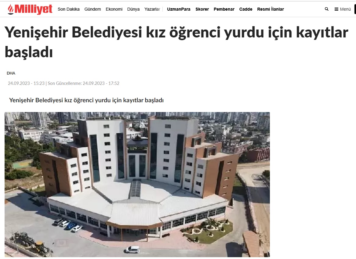 Yenişehir Belediyesi kız öğrenci yurdu için kayıtlar başladı
