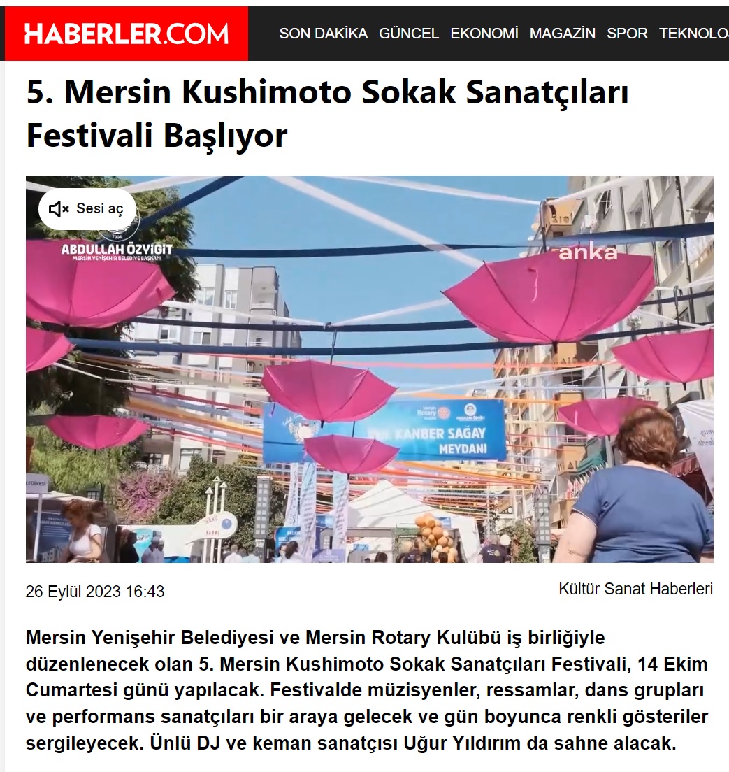5. Mersin Kushimoto Sokak Sanatçıları Festivali 14 Ekim’de yapılacak