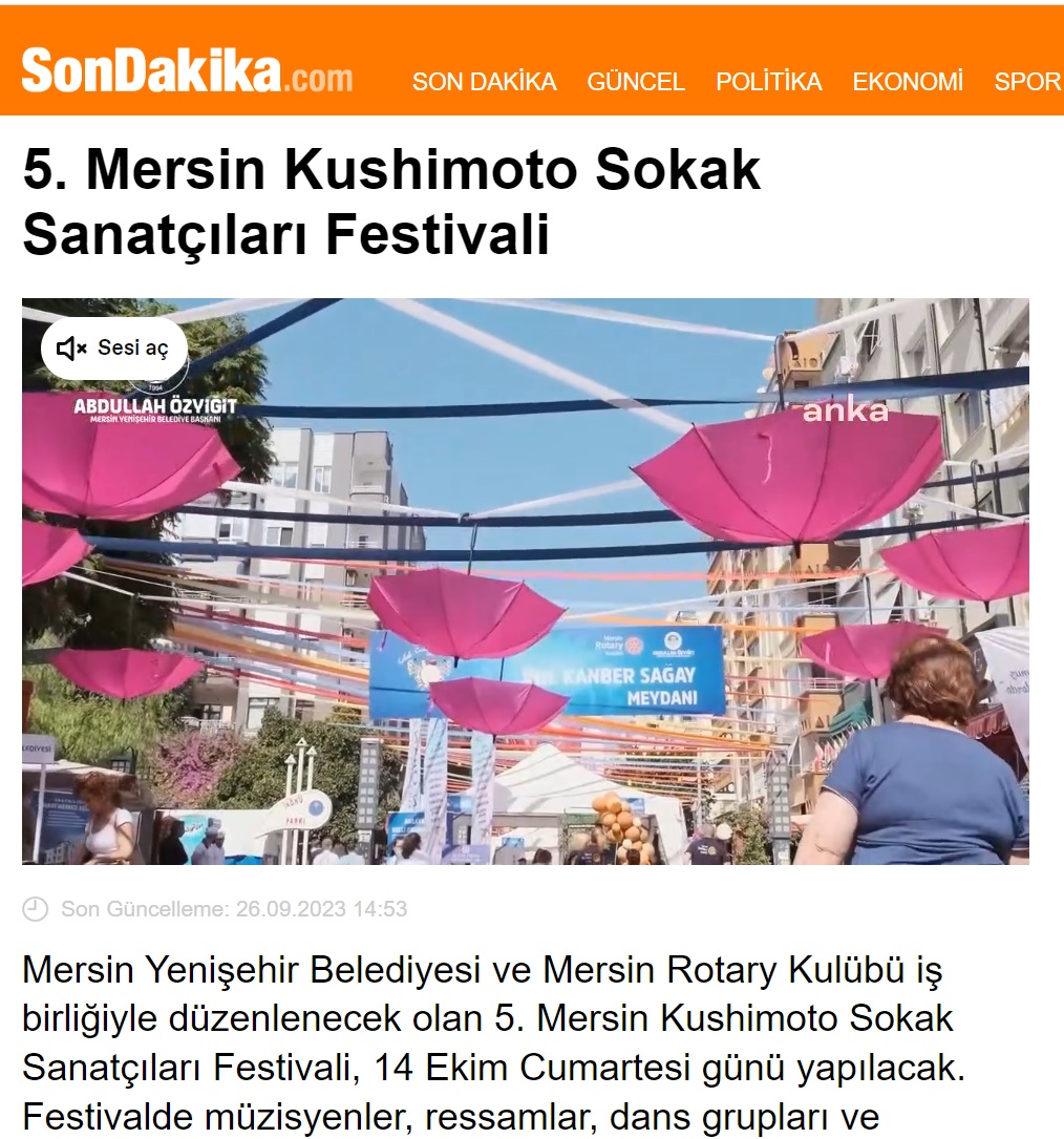 5. Mersin Kushimoto Sokak Sanatçıları Festivali 14 Ekim’de yapılacak