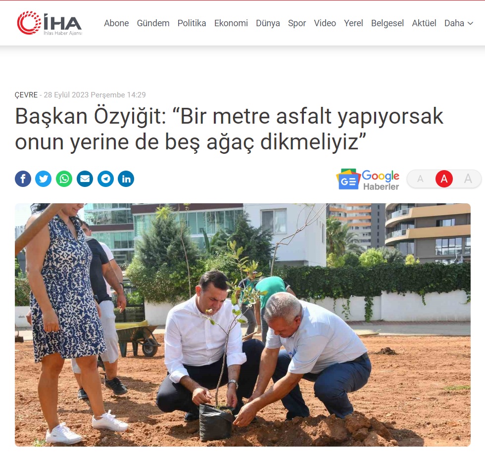 Başkan Özyiğit, “Bir metre asfalt yapıyorsak onun yerine de beş ağaç dikmeliyiz”