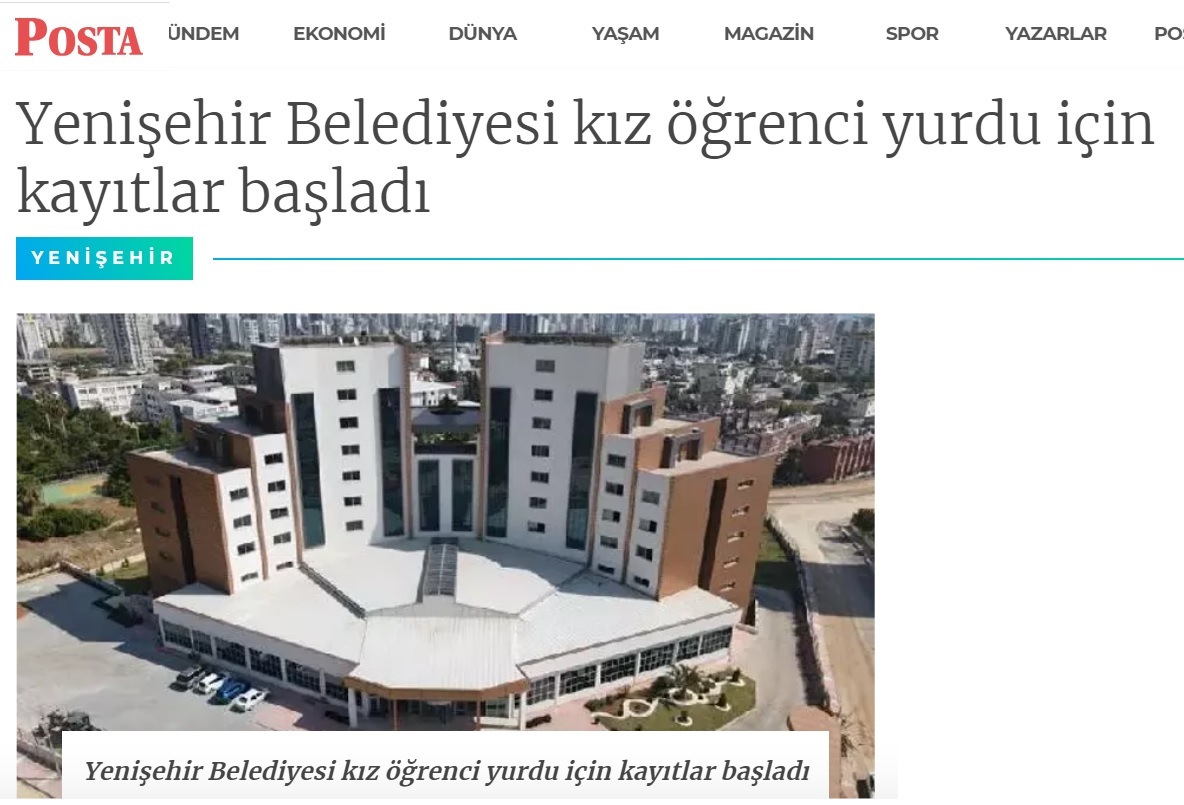 Yenişehir Belediyesi kız öğrenci yurdu için kayıtlar başladı