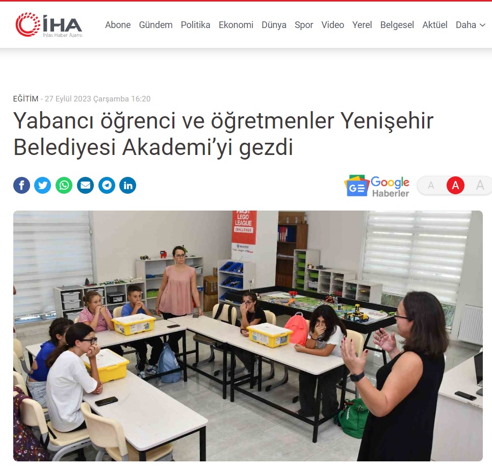 Yurt dışından gelen öğrenci ve öğretmenler Yenişehir Belediyesi Akademi’yi gezdi