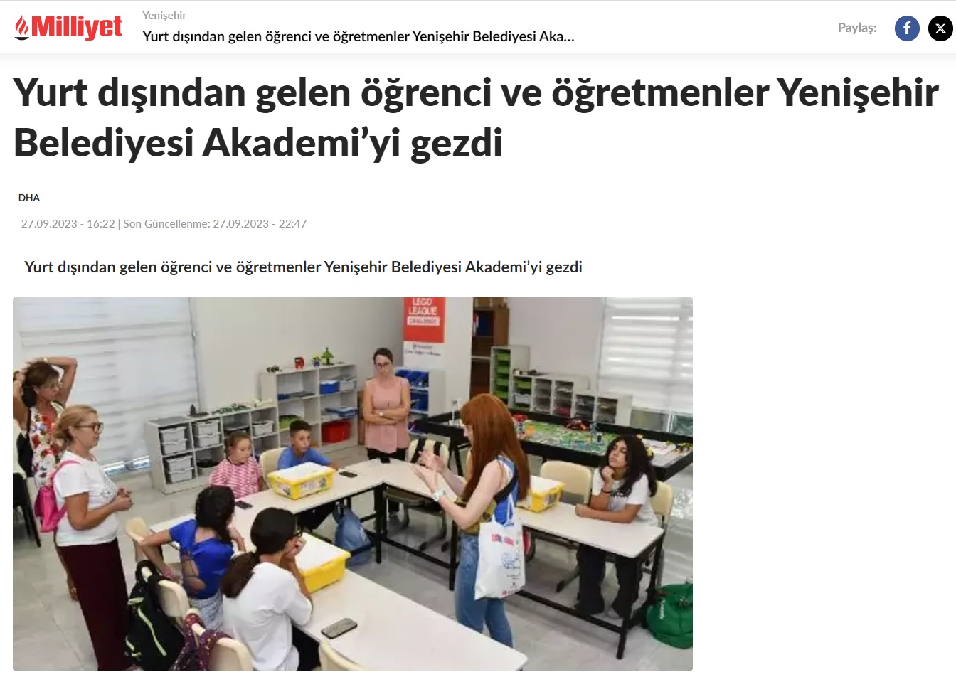 Yurt dışından gelen öğrenci ve öğretmenler Yenişehir Belediyesi Akademi’yi gezdi