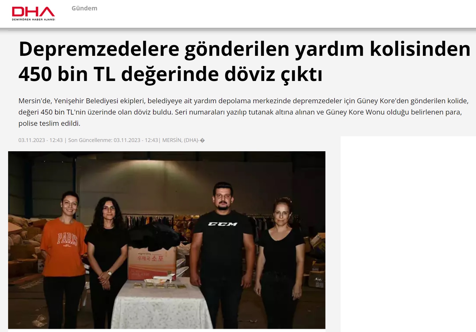 Yenişehir Belediyesi ekipleri buldukları yaklaşık 450 bin TL değerindeki dövizi polise teslim etti