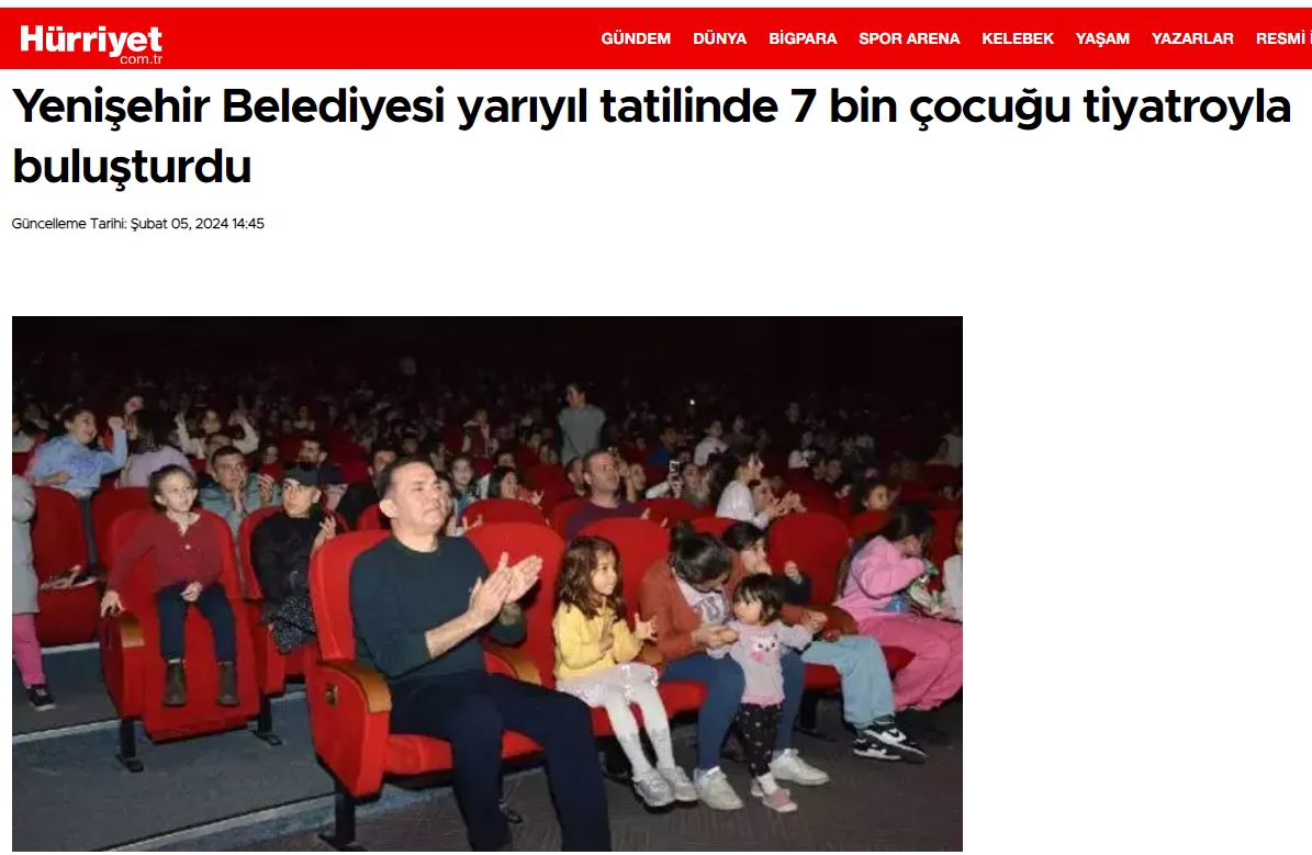 Yenişehir Belediyesi yarıyıl tatilinde 7 bin çocuğu tiyatroyla buluşturdu