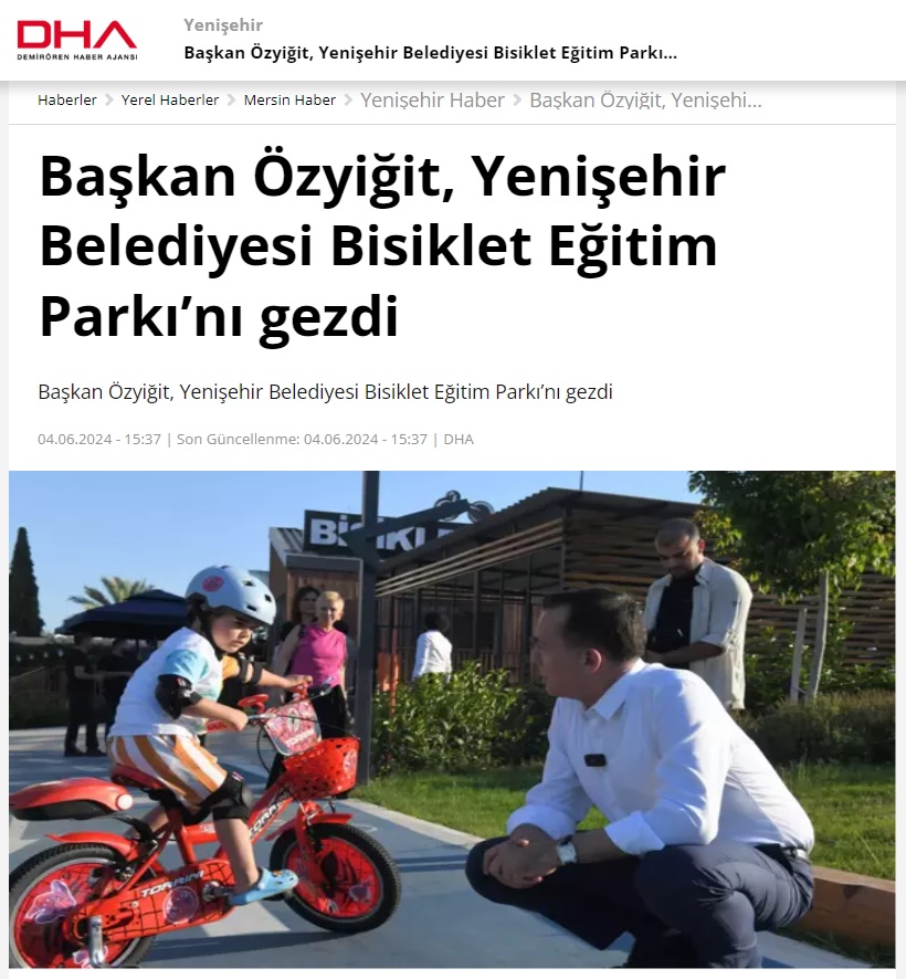 Başkan Özyiğit, Yenişehir Belediyesi Bisiklet Eğitim Parkı’nı gezdi