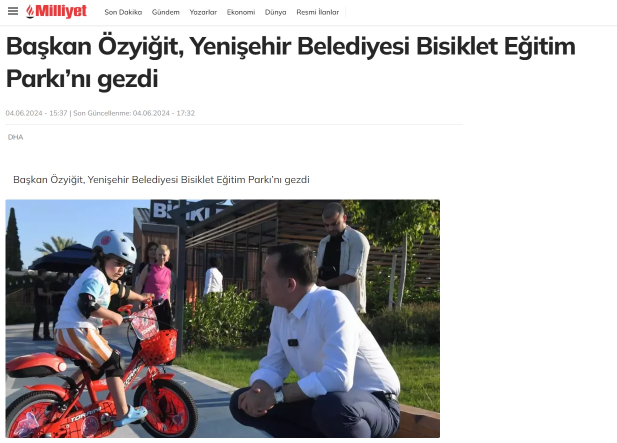 Başkan Özyiğit, Yenişehir Belediyesi Bisiklet Eğitim Parkı’nı gezdi