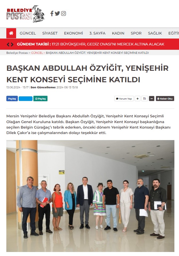 Başkan Abdullah Özyiğit, Yenişehir Kent Konseyi seçimine katıldı