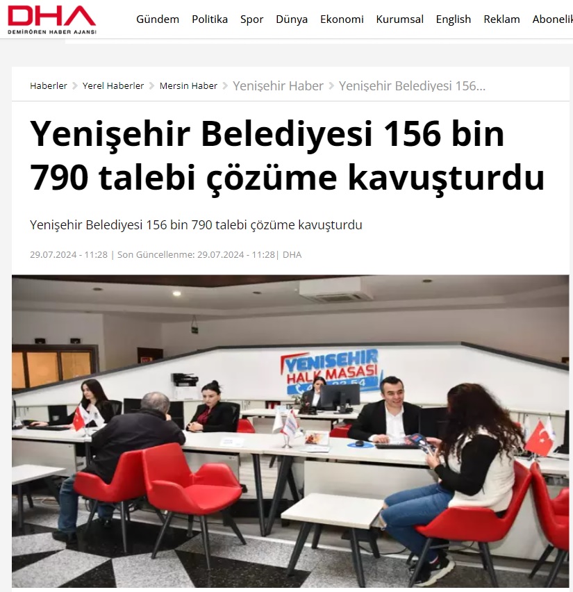 Yenişehir Belediyesi 156 bin 790 talebi çözüme kavuşturdu