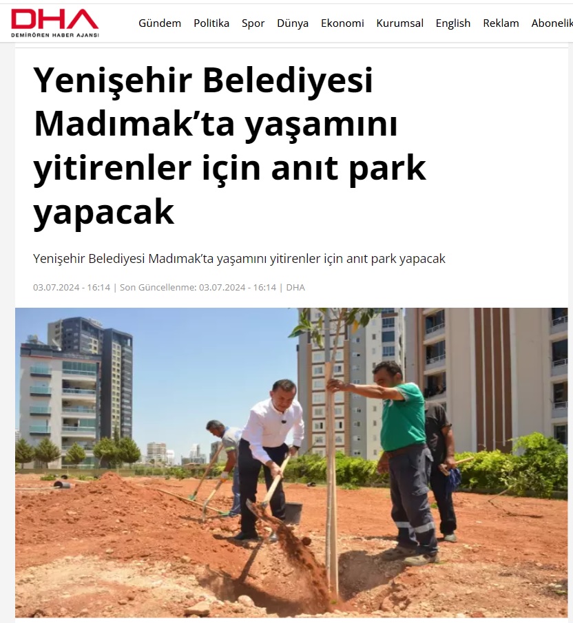 Yenişehir Belediyesi Madımak’ta yaşamını yitirenler için anıt park yapacak