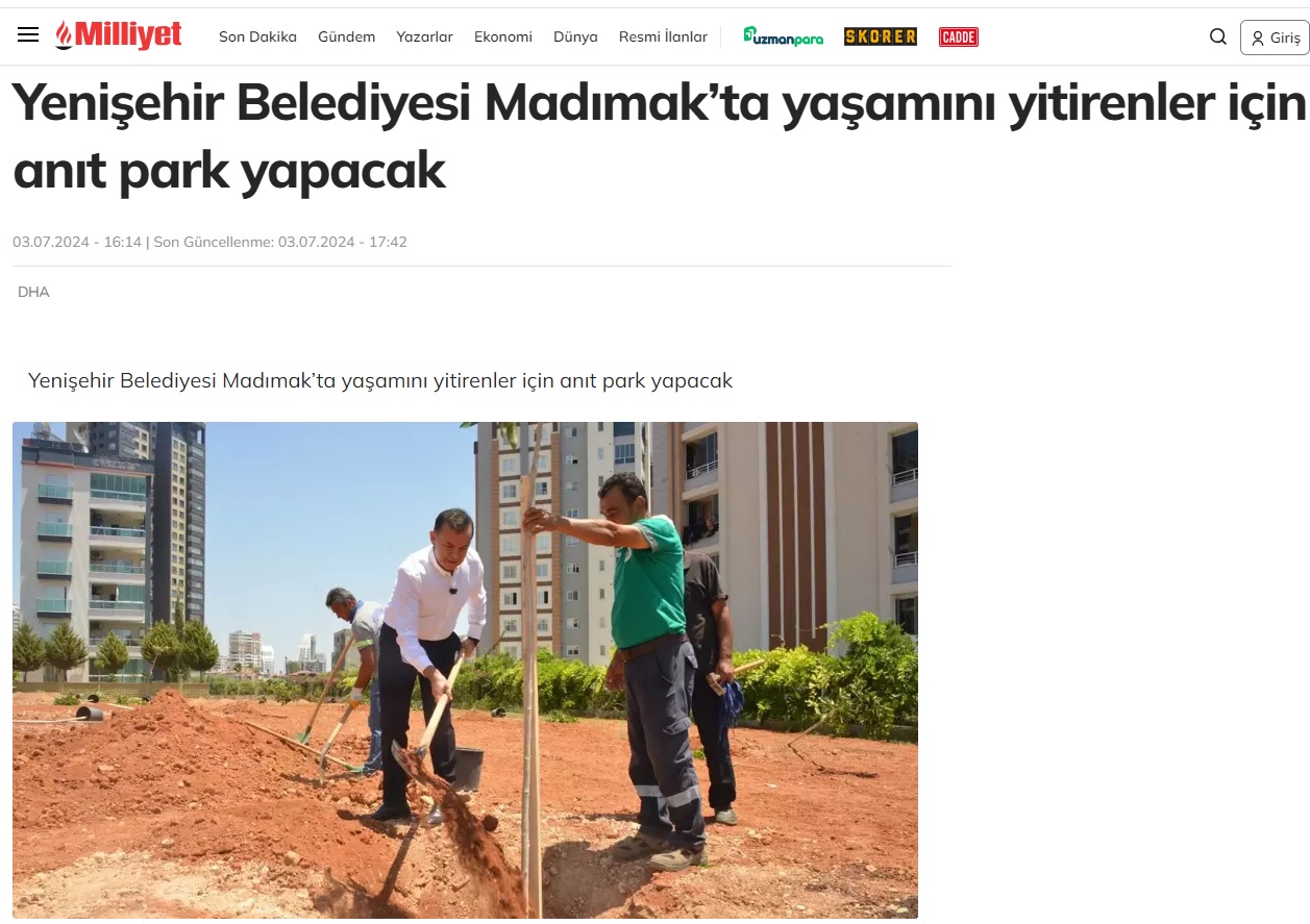 Yenişehir Belediyesi Madımak’ta yaşamını yitirenler için anıt park yapacak