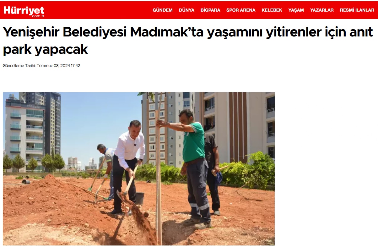 Yenişehir Belediyesi Madımak’ta yaşamını yitirenler için anıt park yapacak