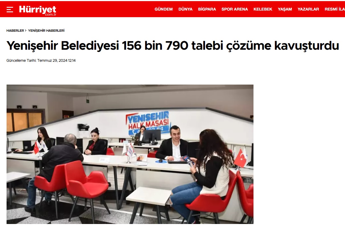 Yenişehir Belediyesi 156 bin 790 talebi çözüme kavuşturdu