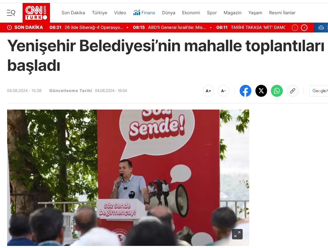 Yenişehir Belediyesinin mahalle toplantıları başladı