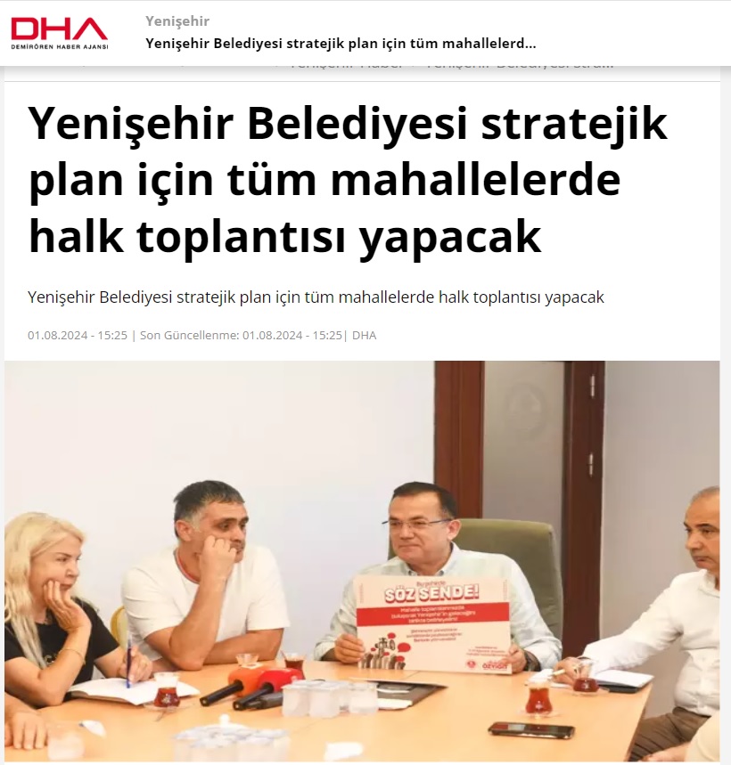 Yenişehir Belediyesi stratejik plan için tüm mahallelerde halk toplantısı yapacak