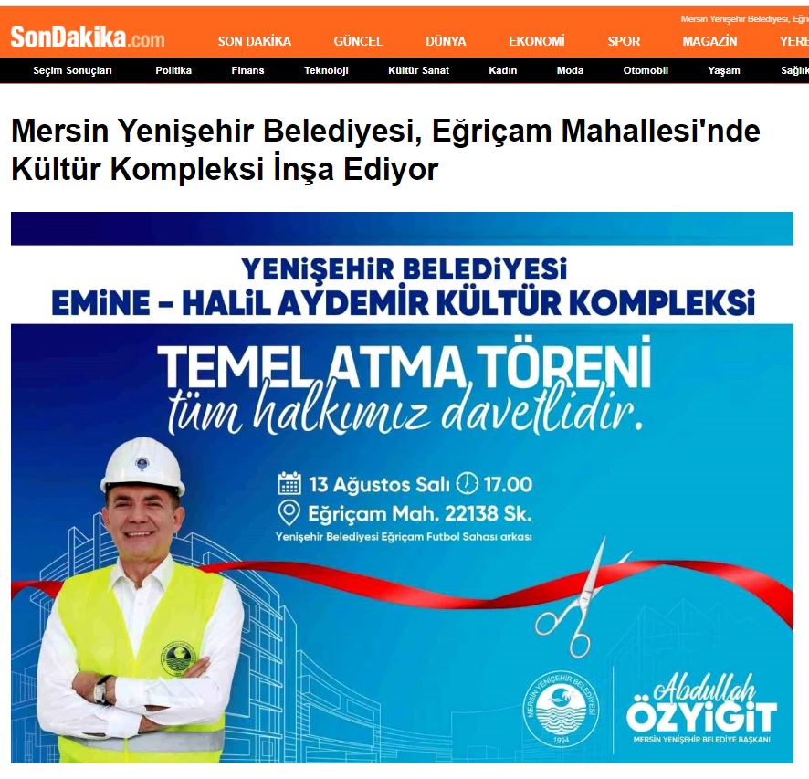 Yenişehir Belediyesi yeni kültür kompleksinin temelini yarın atıyor