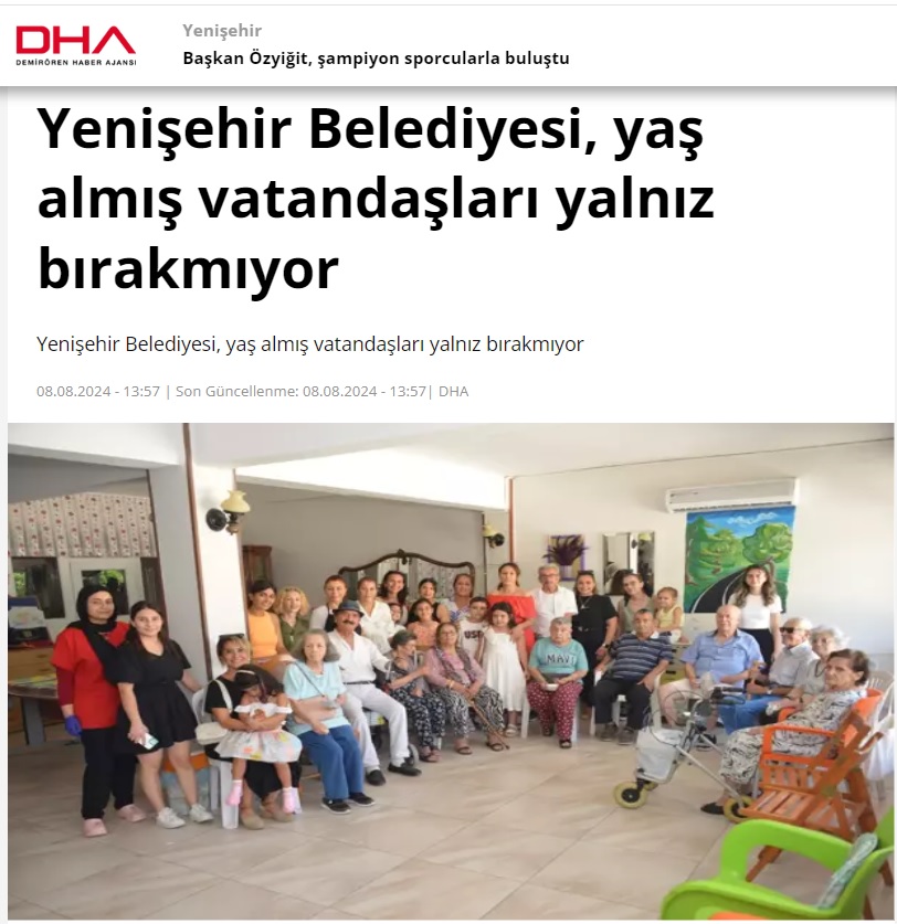 Yenişehir Belediyesi, yaş almış vatandaşları yalnız bırakmıyor