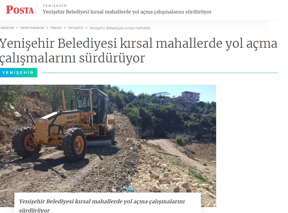 Yenişehir Belediyesi kırsal mahallerde yol açma çalışmalarını sürdürüyor