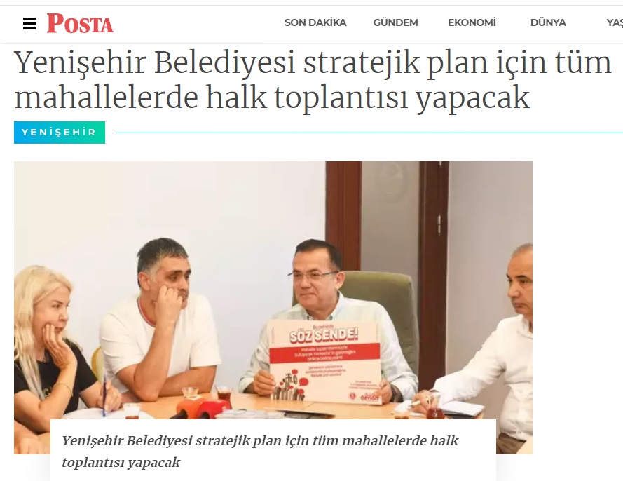 Yenişehir Belediyesi stratejik plan için tüm mahallelerde halk toplantısı yapacak