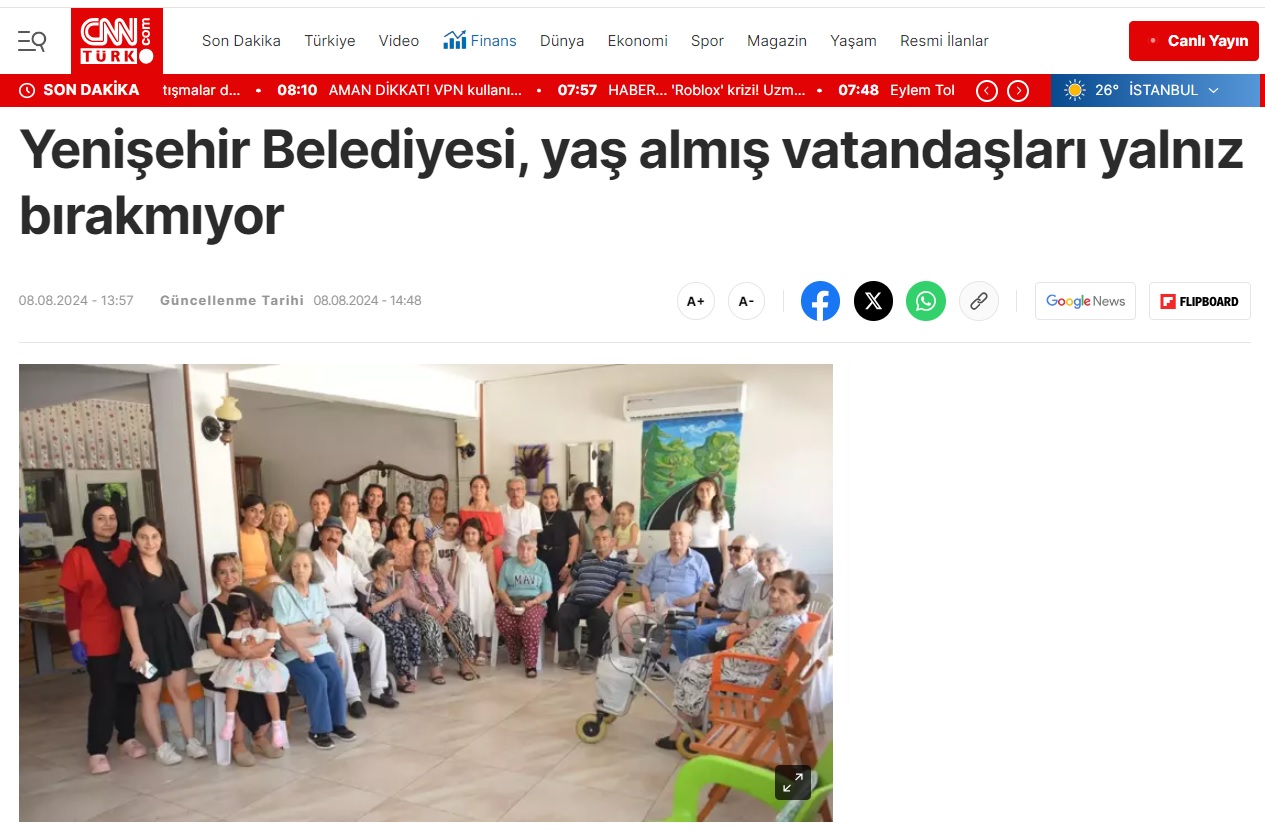 Yenişehir Belediyesi, yaş almış vatandaşları yalnız bırakmıyor