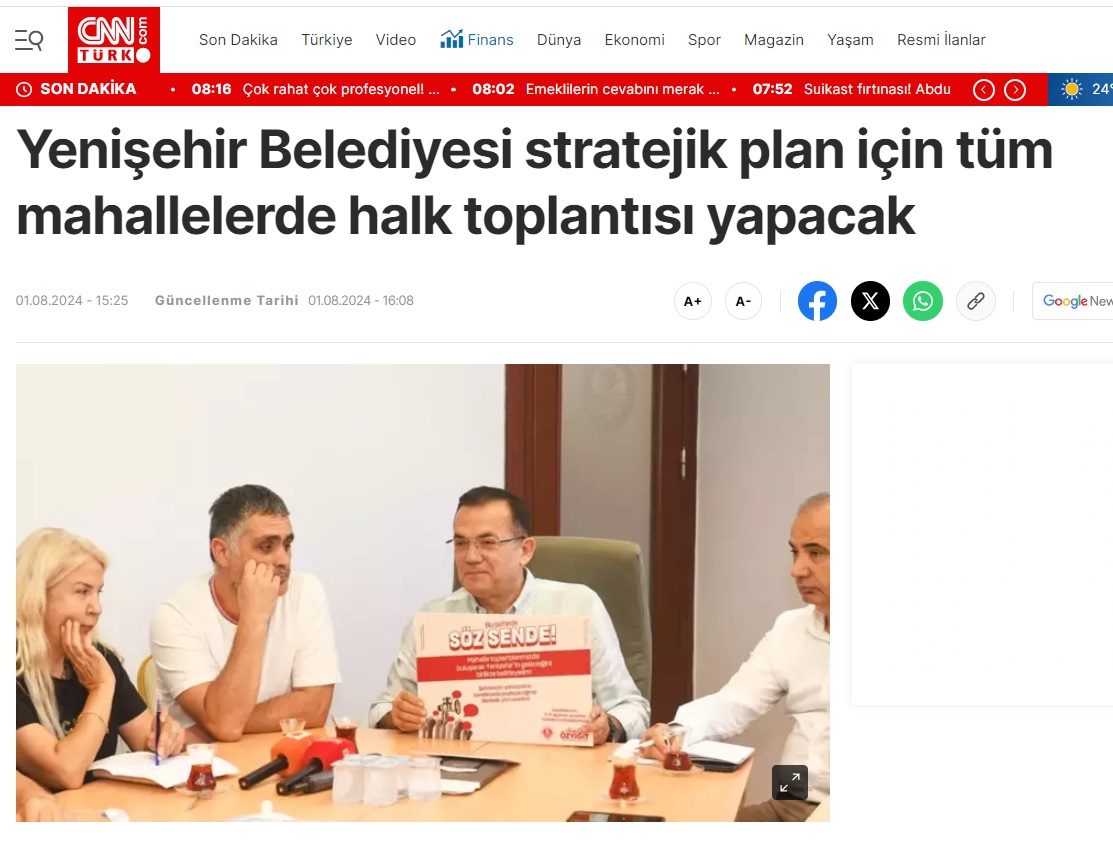 Yenişehir Belediyesi stratejik plan için tüm mahallelerde halk toplantısı yapacak