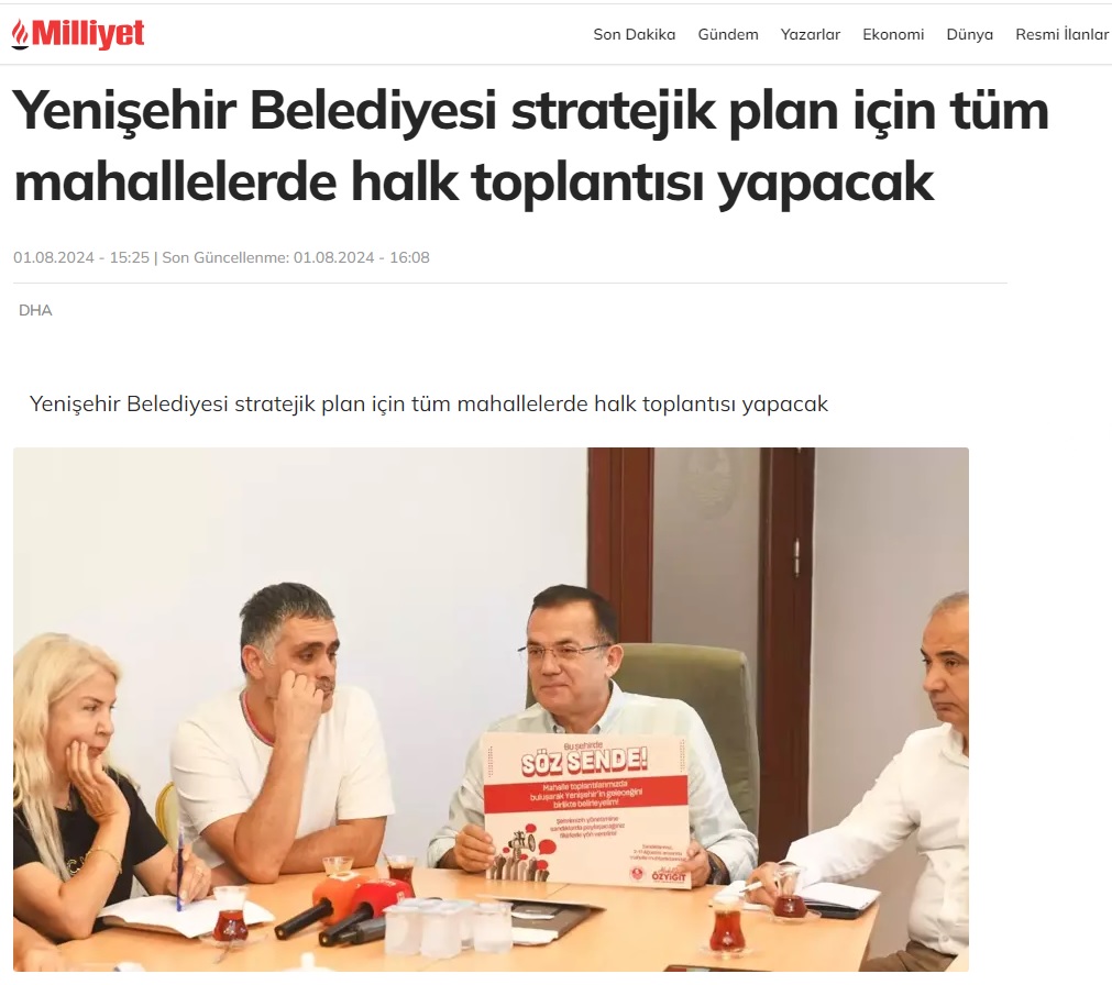 Yenişehir Belediyesi stratejik plan için tüm mahallelerde halk toplantısı yapacak