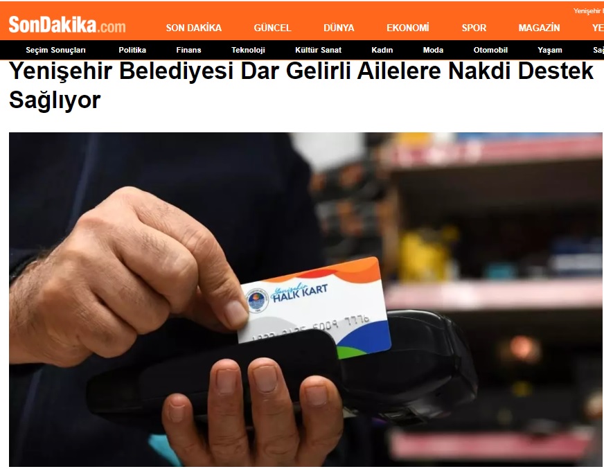 Yenişehir Belediyesi halk kartın aylık tutarlarını yatırdı