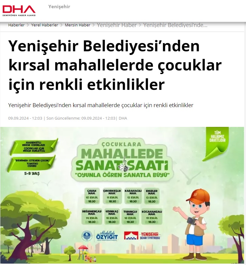 Yenişehir Belediyesinden kırsal mahallelerde çocuklar için renkli etkinlikler