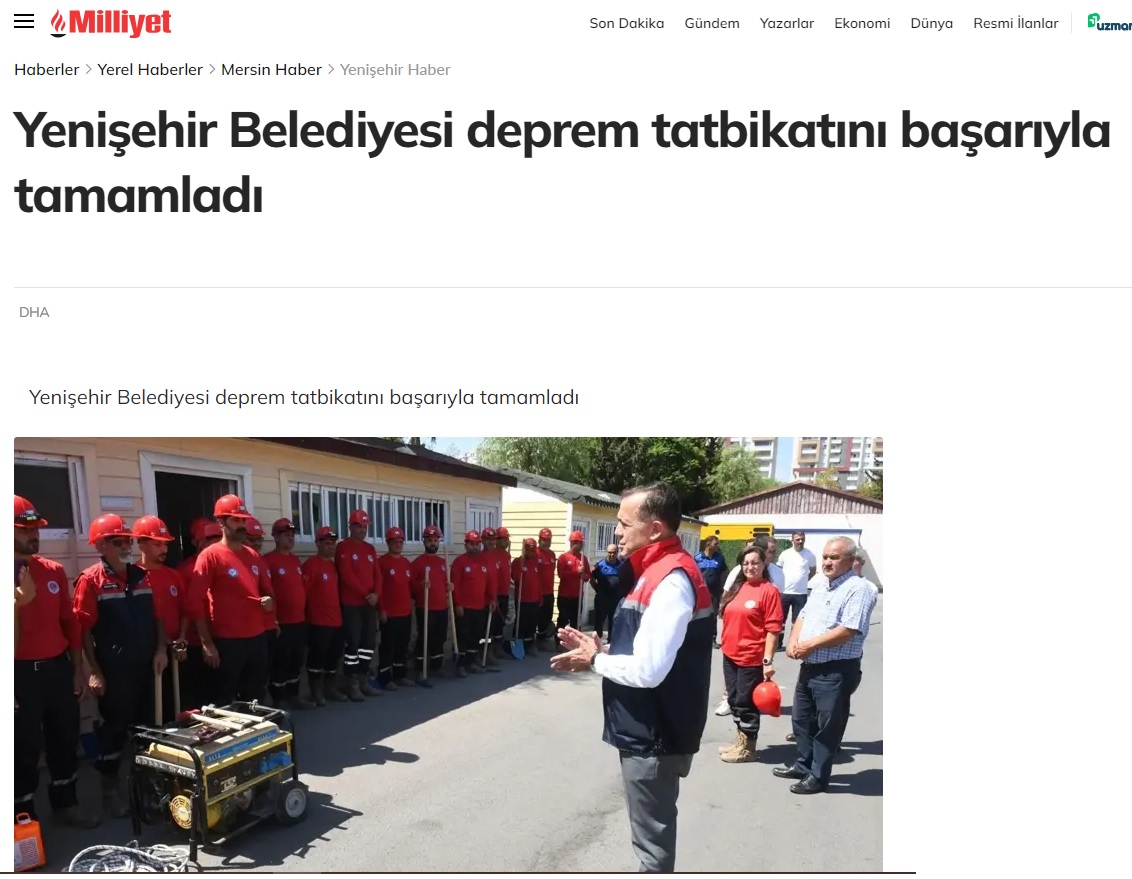 Yenişehir Belediyesi deprem tatbikatına katıldı