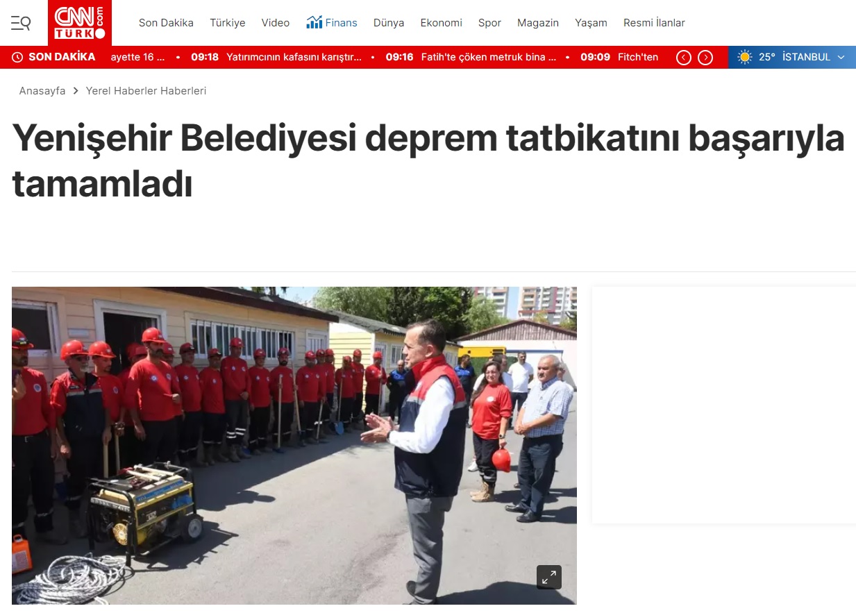 Yenişehir Belediyesi deprem tatbikatına katıldı