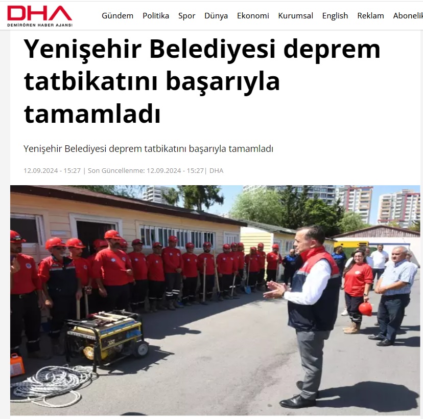 Yenişehir Belediyesi deprem tatbikatına katıldı